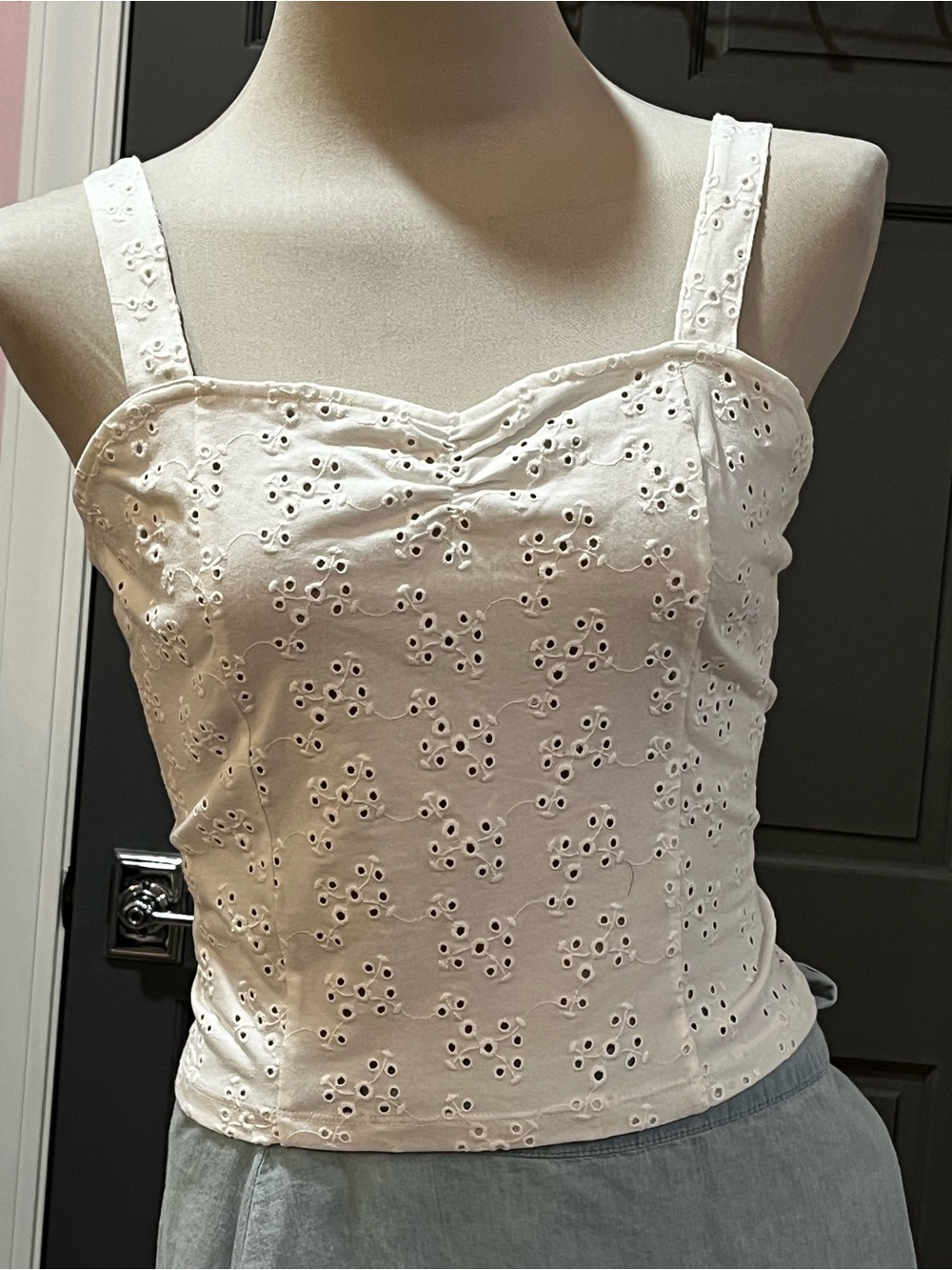 bp White Eyelet Sweetheart Tank Top